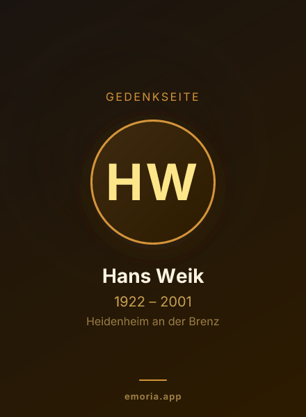Gedenkportrait von Hans Weik
