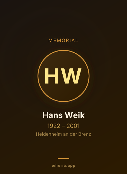 Memorial portrait of Hans Weik