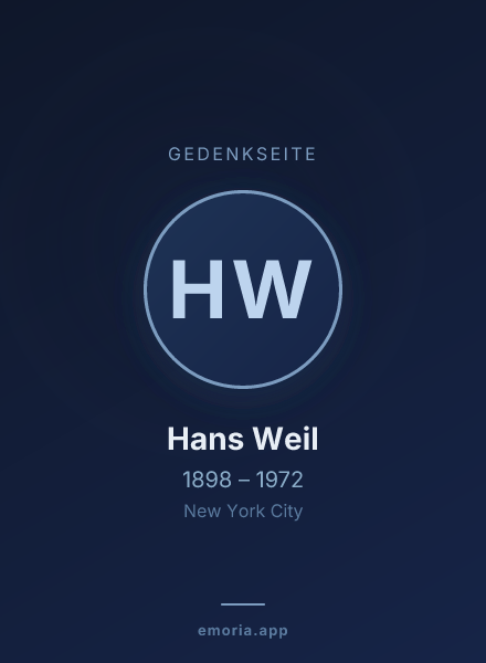 Gedenkportrait von Hans Weil