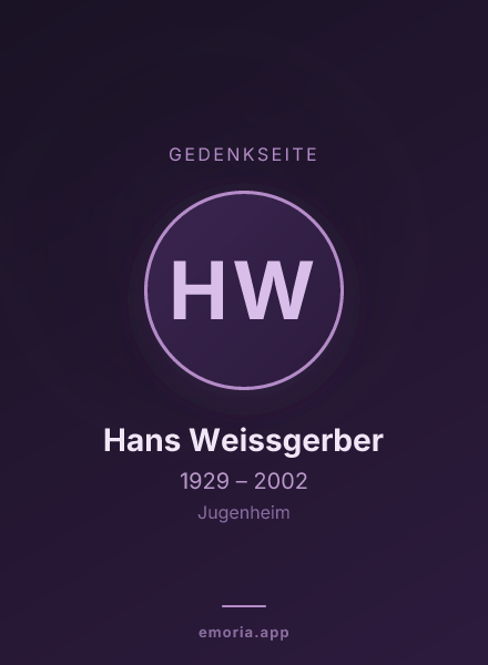 Gedenkportrait von Hans Weissgerber