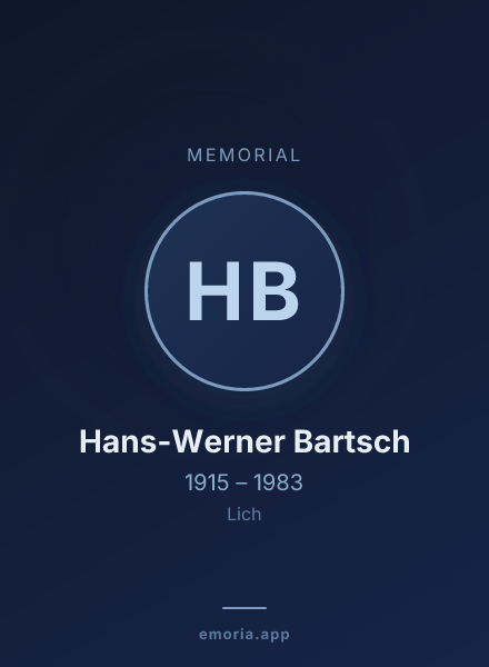 Memorial portrait of Hans-Werner Bartsch