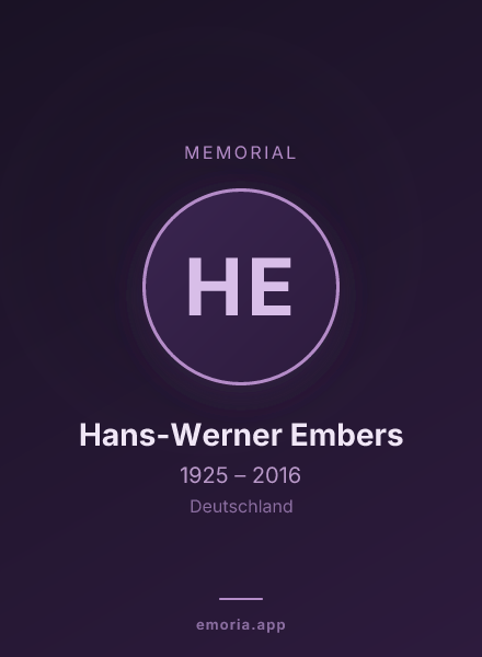 Memorial portrait of Hans-Werner Embers
