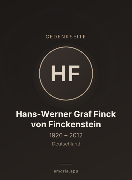 Gedenkportrait von Hans-Werner Graf Finck von Finckenstein