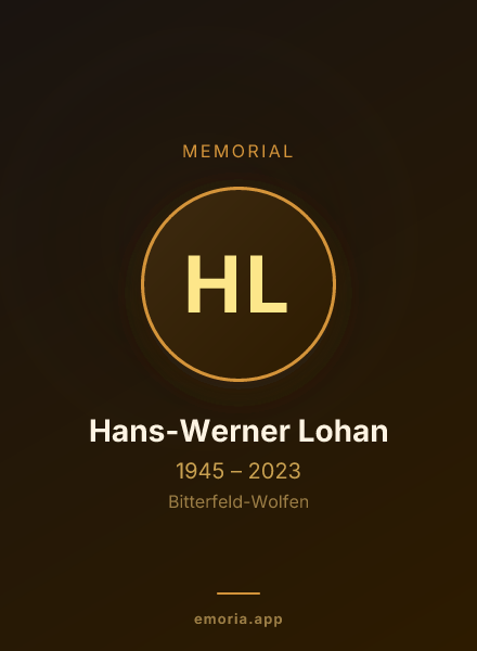 Memorial portrait of Hans-Werner Lohan