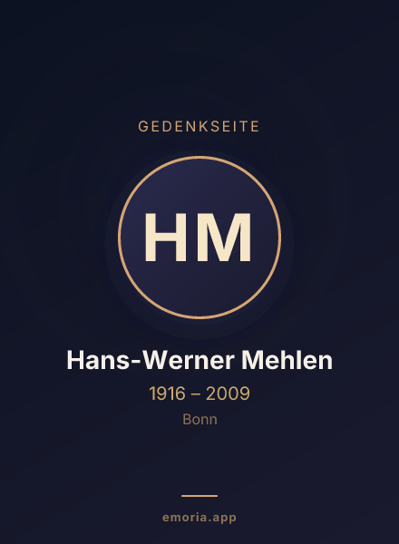Gedenkportrait von Hans-Werner Mehlen