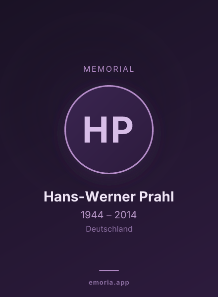 Memorial portrait of Hans-Werner Prahl