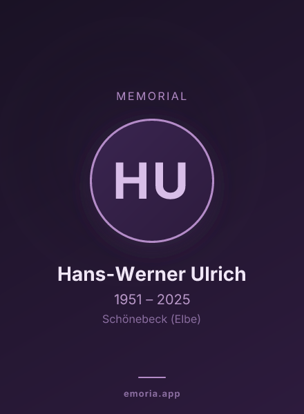 Memorial portrait of Hans-Werner Ulrich
