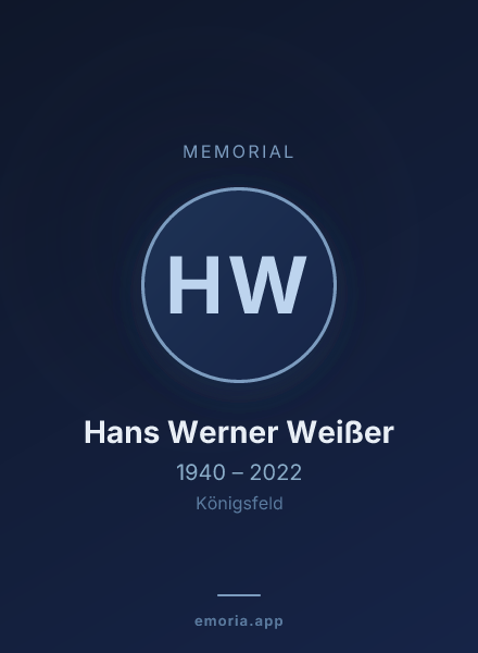 Memorial portrait of Hans Werner Weißer