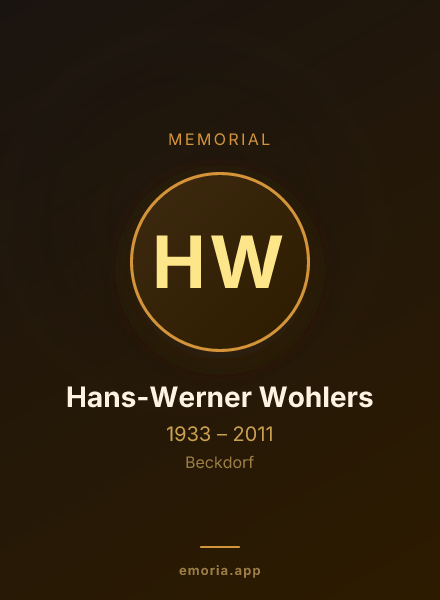 Memorial portrait of Hans-Werner Wohlers