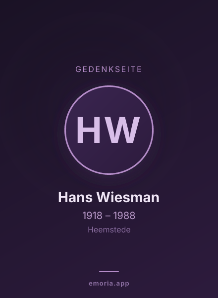 Gedenkportrait von Hans Wiesman