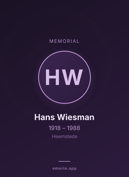 Memorial portrait of Hans Wiesman