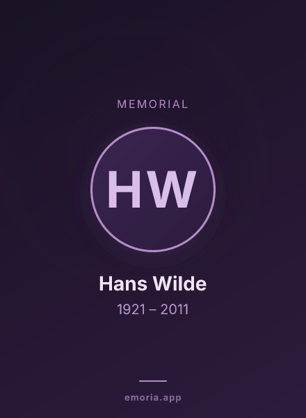 Memorial portrait of Hans Wilde