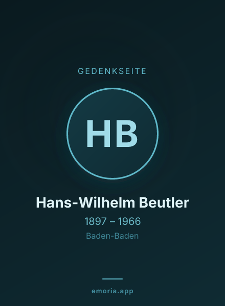 Gedenkportrait von Hans-Wilhelm Beutler