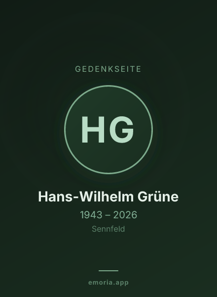 Gedenkportrait von Hans-Wilhelm Grüne