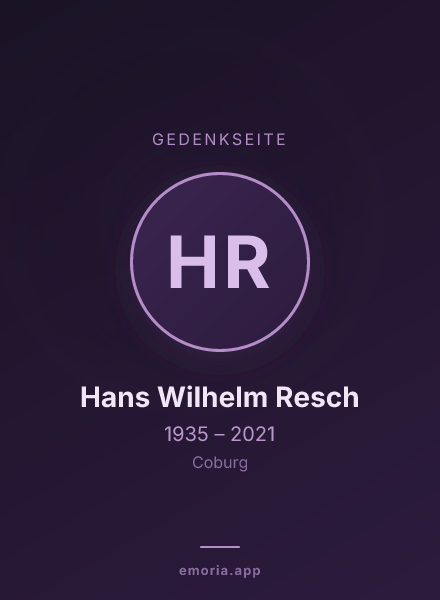 Gedenkportrait von Hans Wilhelm Resch