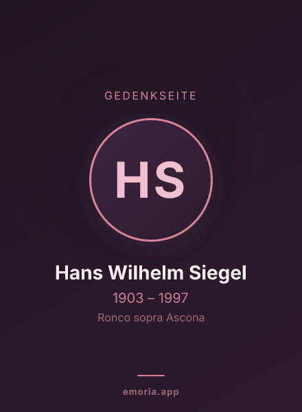 Gedenkportrait von Hans Wilhelm Siegel