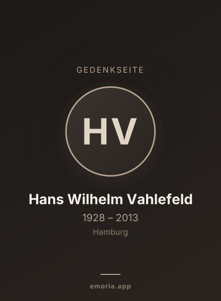 Gedenkportrait von Hans Wilhelm Vahlefeld