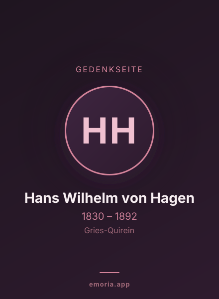 Gedenkportrait von Hans Wilhelm von Hagen