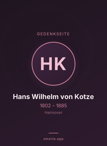 Gedenkportrait von Hans Wilhelm von Kotze