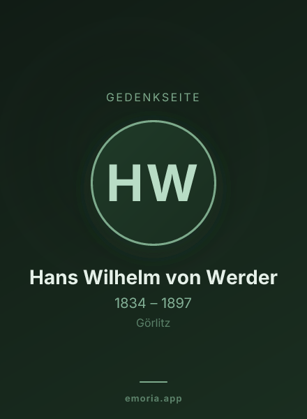 Gedenkportrait von Hans Wilhelm von Werder