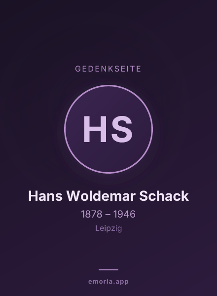 Gedenkportrait von Hans Woldemar Schack