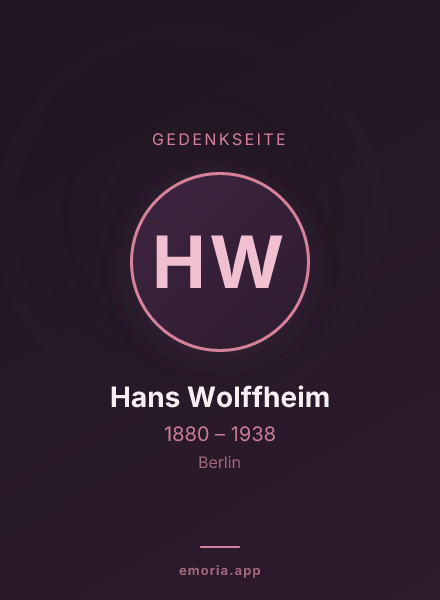 Gedenkportrait von Hans Wolffheim