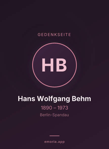 Gedenkportrait von Hans Wolfgang Behm