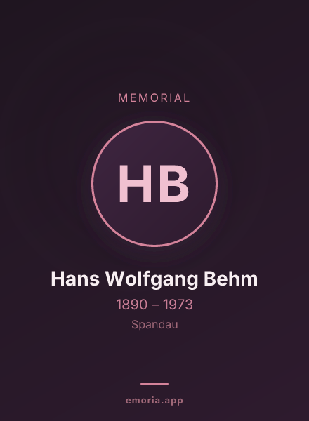Memorial portrait of Hans Wolfgang Behm