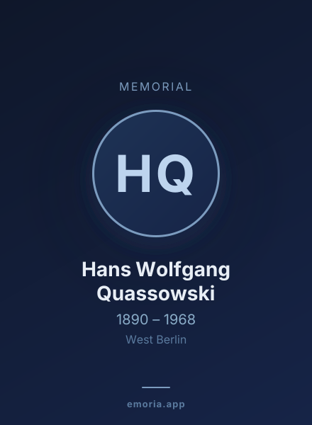Memorial portrait of Hans Wolfgang Quassowski
