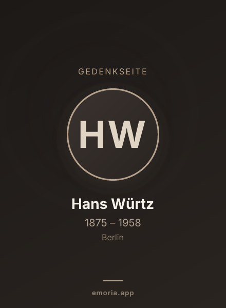 Gedenkportrait von Hans Würtz