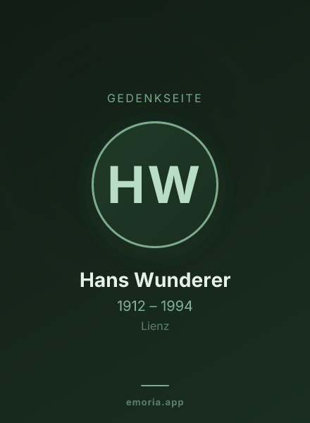 Gedenkportrait von Hans Wunderer