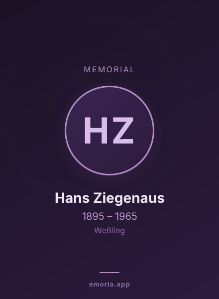 Memorial portrait of Hans Ziegenaus