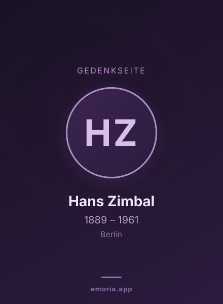Gedenkportrait von Hans Zimbal