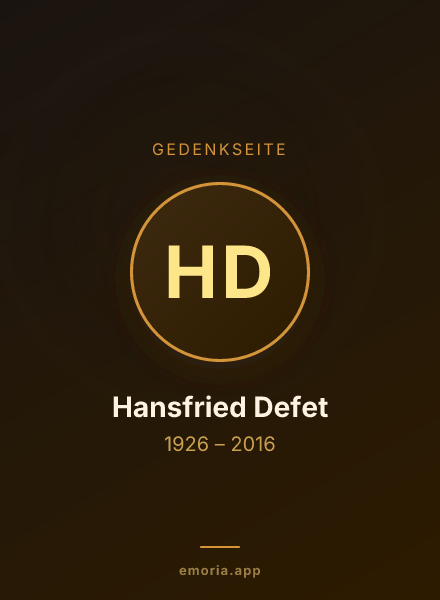 Gedenkportrait von Hansfried Defet