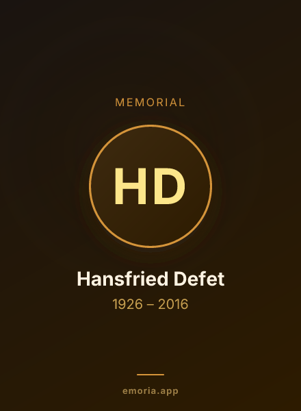 Memorial portrait of Hansfried Defet