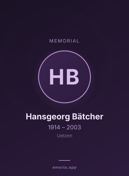 Memorial portrait of Hansgeorg Bätcher