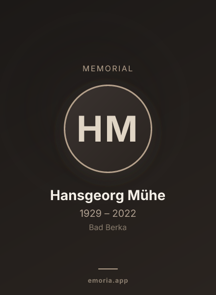 Memorial portrait of Hansgeorg Mühe