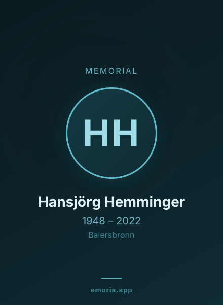 Memorial portrait of Hansjörg Hemminger