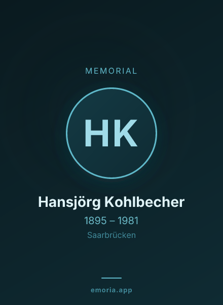 Memorial portrait of Hansjörg Kohlbecher