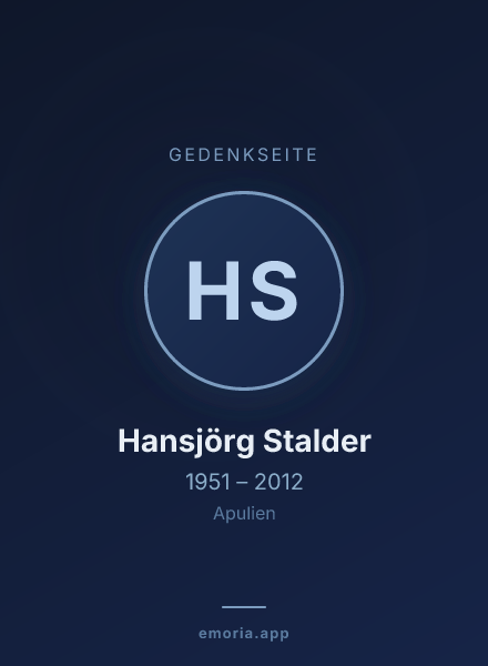 Gedenkportrait von Hansjörg Stalder