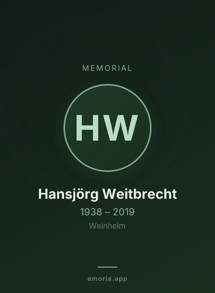 Memorial portrait of Hansjörg Weitbrecht