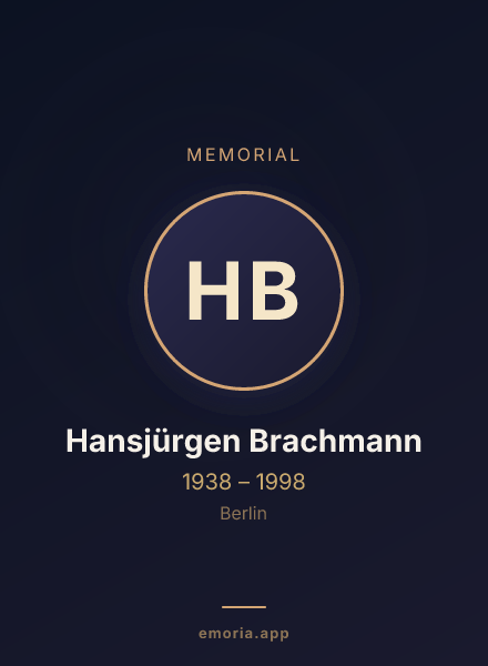 Memorial portrait of Hansjürgen Brachmann