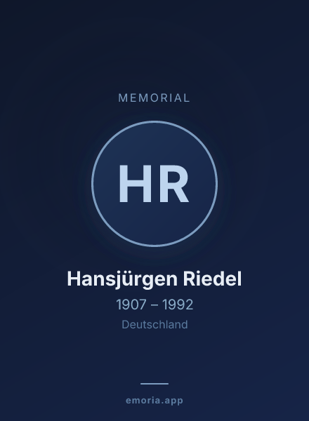 Memorial portrait of Hansjürgen Riedel