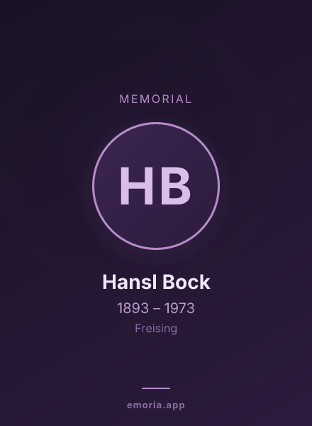Memorial portrait of Hansl Bock