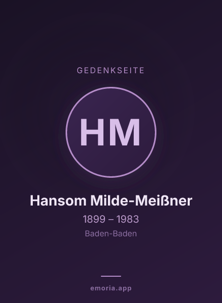 Gedenkportrait von Hansom Milde-Meißner