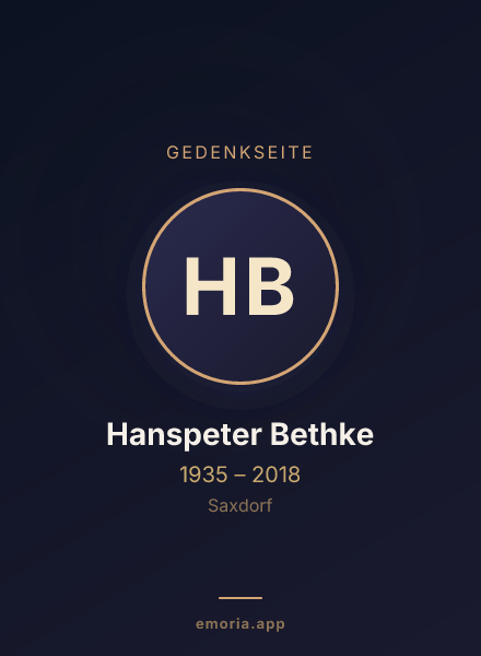 Gedenkportrait von Hanspeter Bethke