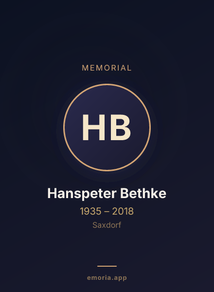 Memorial portrait of Hanspeter Bethke