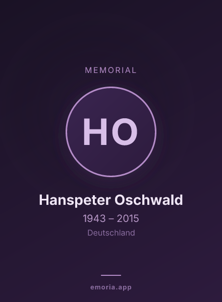 Memorial portrait of Hanspeter Oschwald