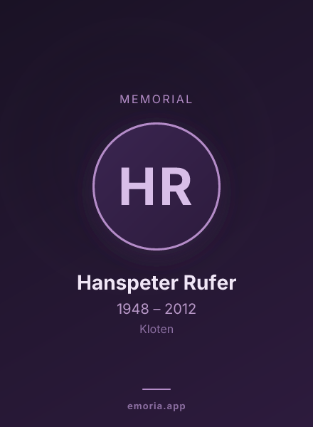 Memorial portrait of Hanspeter Rufer