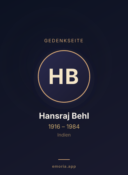 Gedenkportrait von Hansraj Behl